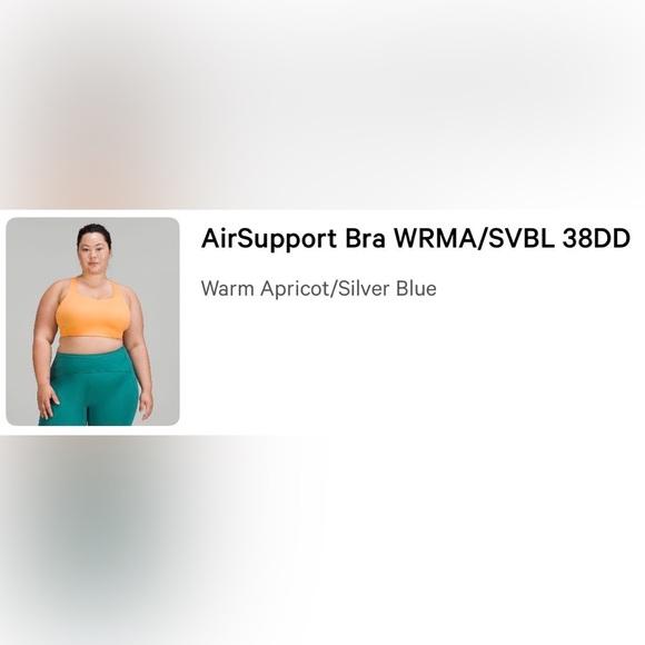 Lululemon AirSupport Bra – Wild Orange– Size 38DD - Picture 3 of 9